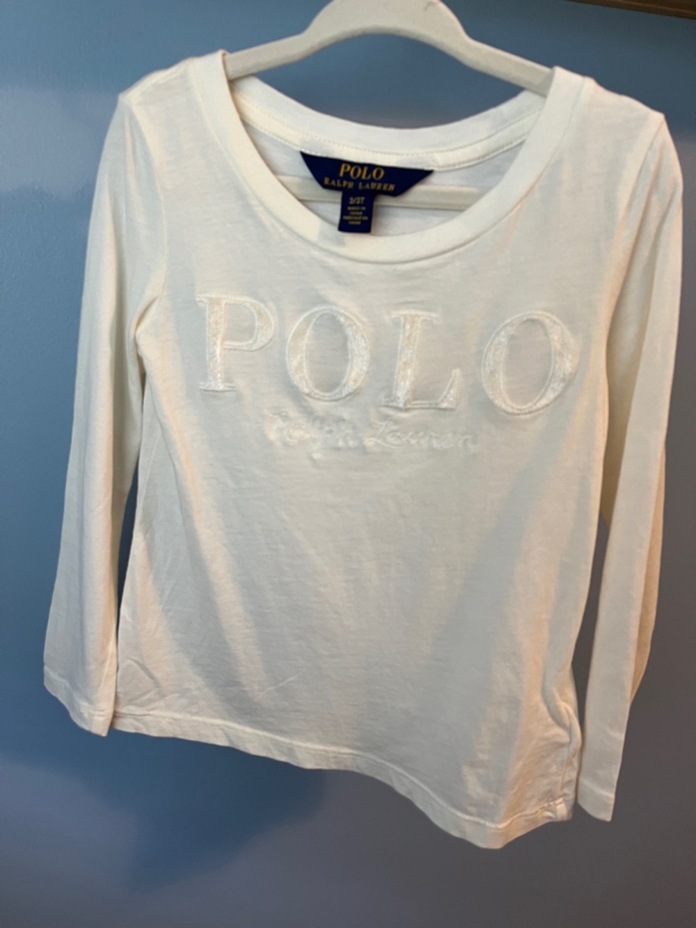 Polo by Ralph Lauren White Long-Sleeve Embroidered Logo Tee